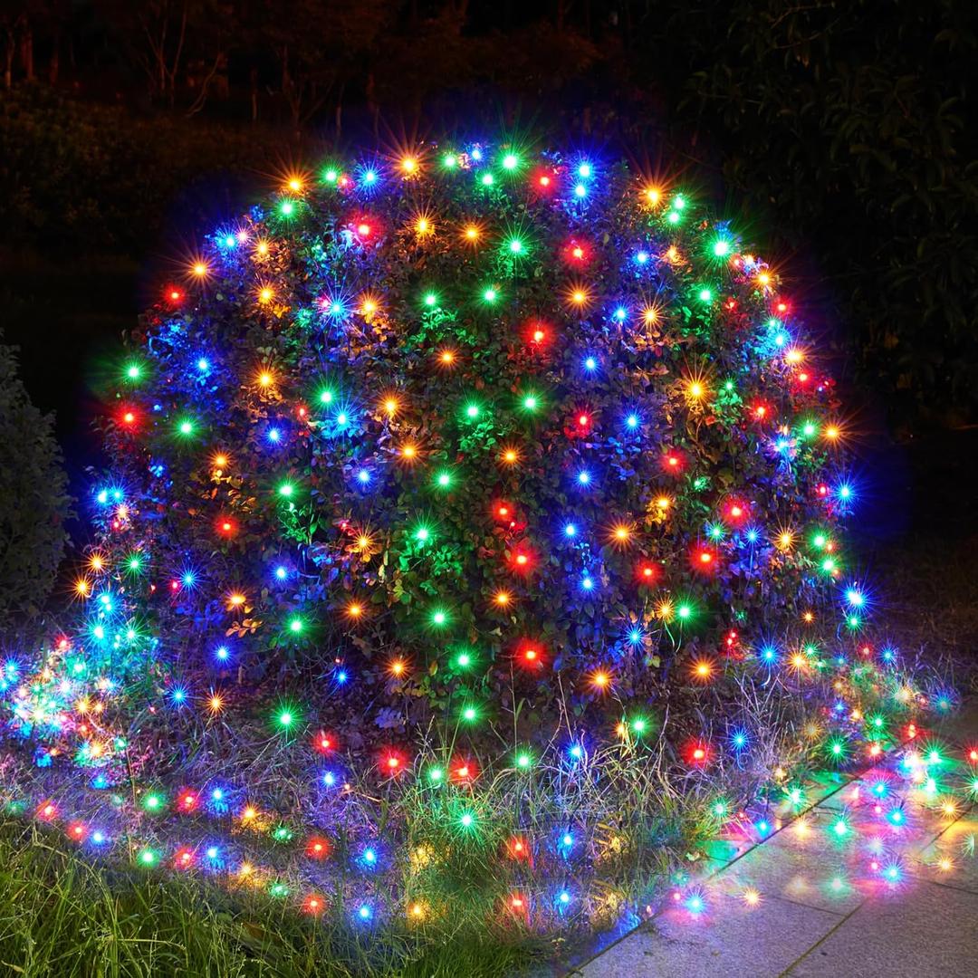 BlcTec Christmas Net Lights, 360 LED 9.8ft x 6.6ft Outdoor Christmas Lights with 8 Modes, UL Certified, Timer, Connectable, Waterproof for Bushes, Trees, Shrubs Yard Outdoor Xmas Decor, Multicolor (Muticolor)