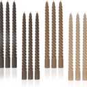 Brown Tall Taper Candles Spiral Candle Sticks,Unscented Pastel Candle for Holiday,Wedding and Home Decoration,10inch,12 Pack(E-Gradient Brown)