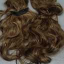 Clip in Hair Extensions, 14 Inch Hair Extensions Clip Ins 4 Pcs Synthetic Curly Wavy Thick Clip Hairpiece(Mixed Brown&Blonde)