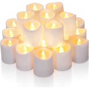 Homemory 24Pack Timer Flameless LED Votive Candles, Long Lasting Battery Operated Tea Light with Timers, 6 Hours On and 18 Hours Off Cycle Automatically for Wedding, Table Decorations (Warm White)