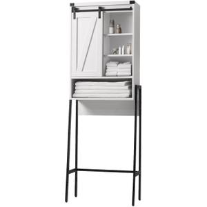 Over Toilet Storage Cabinet with Barn Door & Adjustable Shelves, 24 inches x 10 inches x 67 inches