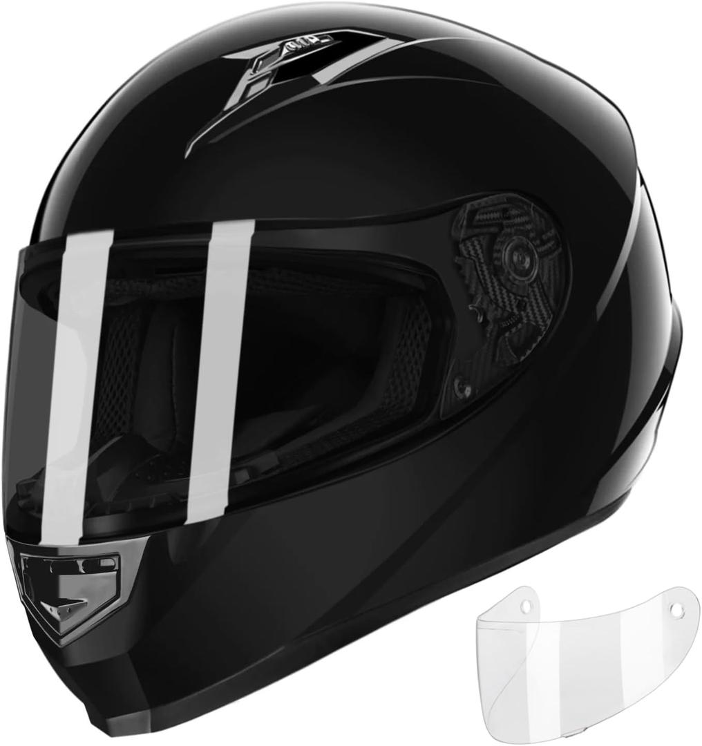 GLX GX11 Compact Motorcycle Helmet - Black, Small - Full Face w/ Tinted Visor, DOT Approved
