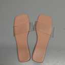 GORGLITTER Women's Clear Sandals Jelly Transparent Flat Slides Dressy Square Open Toe Slip On Flip Flops Shoes Size 43