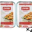 Pyrex Basics 3 Quart Oblong Glass Baking Dish, Clear 9 x 13 inch - Set of 2 - Original Genuine Pyrex - Made in the USA