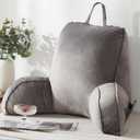 Reading Pillow for Sitting in Bed Adult,Back Pillow for Bed Sitting Up,Backrest Back Support Chair Pillow, College Dorm Essentials for Girls and Boys, Velvet Grey L