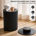 Fluted Side Table with Storage,24" Round Reversible Wood End Table