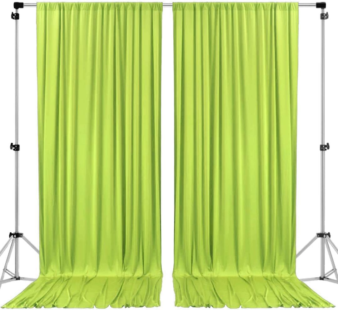 AK TRADING CO. 10 feet x 10 feet Light Green Polyester Backdrop Drapes Curtains Panels with Rod Pockets - Wedding Ceremony Party Home Window Decorations, 5FT x 10FT (60"W x 120"L (Pack of 2))
