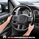 Aimato Customized Steering Wheel Cover for Dodge RAM 1500 2012-2018,RAM 1500 Classic 2019-2023,RAM 2500/3500/4500/5500 2012-2018 Thin,Anti-Slip,Scratch-Resistant Exclusive Car Accessory for RAM