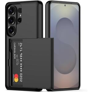 Nvollnoe for Samsung S26 Ultra Case with Card Holder Dual Layer Heavy Duty Protective Case Hidden Card Slot Slim Wallet Case for Samsung S26 Ultra 6.9''(Black)