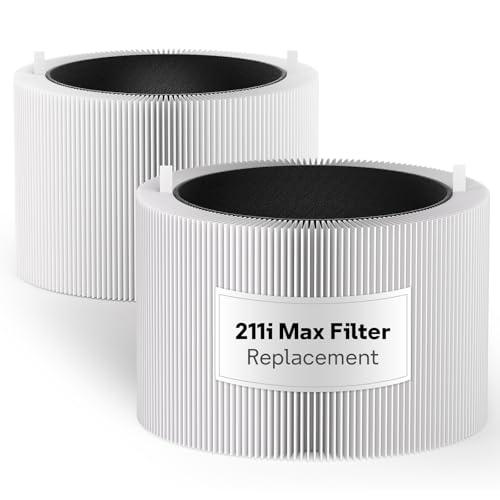 Leemone 4 Pack Blue Pure 211i Max Filter Replacement Compatible with Blueair Blue Pure 211i Max Air Purifier, True HEPA & Activated Carbon Replacement Filter, Compare to Part #F2MAX