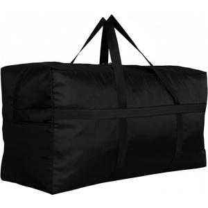 Extra Large Storage Duffle Bag with Zippers and Handles, Big Foldable Duffle Bag for Travel (Black) L