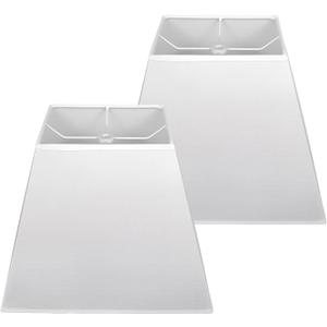 White Rectangular Lamp Shades Set of 2, No Assembly Required Lampshade 5" x 6.5" Top, 8" x12" Bottom, 10" High, Replacement Lamp Shades for Table Lamps, Floor Lamps, Metal Spider Fitter