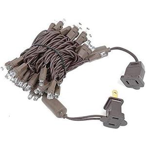 Warm White Mini Christmas String Lights, 17" 50 LED UL Listed 5mm Wide Angle LED Brown Wire Lights, Attachable String Lights for Patio, Holiday, Party, Home, Indoor & Outdoor Decor (Warm White)