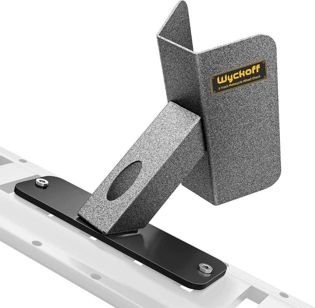 Wyckoff E-Track Dirt Bike Wheel Chock for Trailer,Heavy-Duty & 360 Swivel | Floor or Wall Mount, with Track Clip,Secure Bicycles,Dirt-Bikes & Small Motorcycle Transport,Fast & Easy to Install and Remove