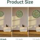 Roymnie Wall Clock Green, Silent Wall Clocks Battery Operated 8 Inch-Modern Non Ticking Analog Clock Decorative for Kitchen Office Bathroom Bedroom(Gold)