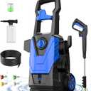 Electric Pressure Washer, 4800PSI Max 3.0GPM Power Washer Electric Powered with 20FT Hose, 35FT Power Cord, 4 Nozzles Foam Cannon High Pressure Washer for Car Patio Garden Fences(Bule) (Blue)