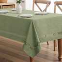 MIULEE Sage Green Rectangle Linen Polyester Tablecloth with Decorative Cutouts Spring Waterproof Stain Resistant & Shrink-Proof Table Cloth 60x84 inch Farmhouse Style for Dining Wedding Party