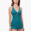 Profile by Gottex Women's Standard Unchain My Heart Halter Swimdress, Dark/Teal 10