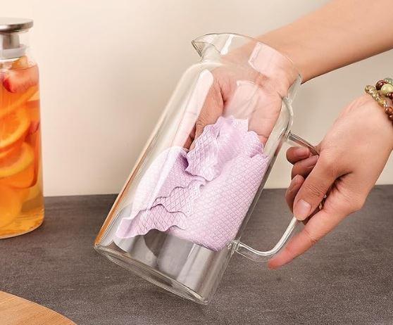 Set of 2 Glass Pitcher, 1200ml Leak Proof,Glass Water Jugs, BPA-Free,Microwave & Dishwasher Safe Pitcher,Sun & Iced Tea, Sangria,Cold Brew Coffee & More (1500ml)