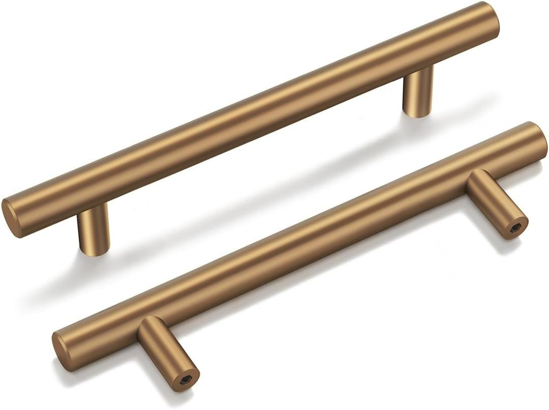 goldenwarm 10 Pack Champagne Bronze Cabinet Pulls Gold Cabinet Handles 4 inch(102mm) Champagne Drawer Handles Brushed Bronze Drawer Pulls Kitchen Bathroom Bedroom Furniture Hardware (4in Hole Centers)