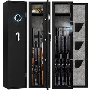 EMAXEE 5-8 Rifle Gun Safe, Gun Cabinet for Home Rifle and Pistols with Upgraded Digital Keypad and LED Light, Quick Access Firearm Safes & Cabinets with Removable Shelf and Racks