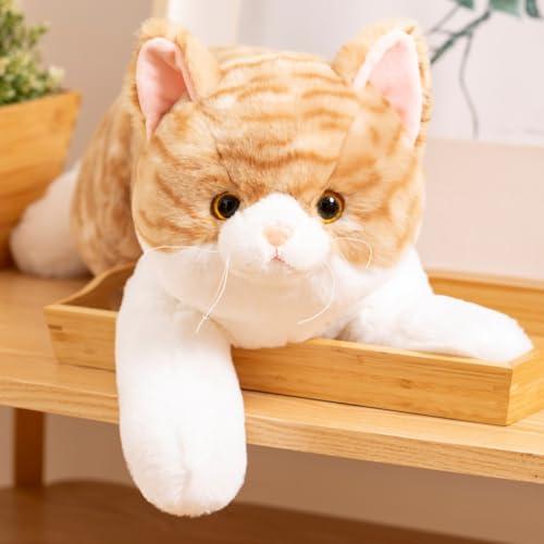 SNOWOLF Weighted Cat Stuffed Animals Plush Toy, 19.7in Realistic Orange Cat Plushie Kawaii Toys Soft Ginger Kitten Doll Gift for Boys Girls Birthday Christmas