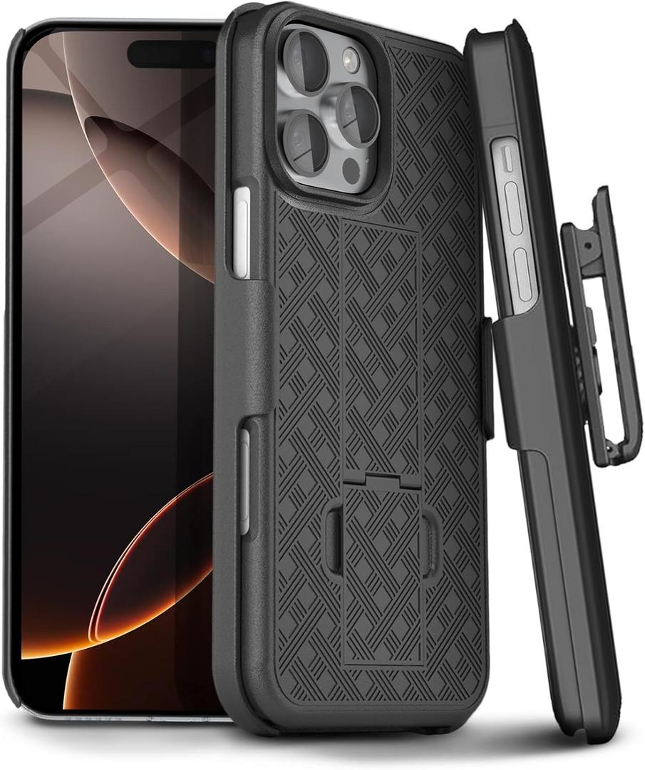MOTIVE for iPhone 16 Pro Max Holster Case, Belt Clip Case for iPhone 16 Pro Max, Shell Holster Combo 16 Pro Max, Slim Rugged Drop Shockproof Protective Cover with Kickstand (6.9") | Ranger Series