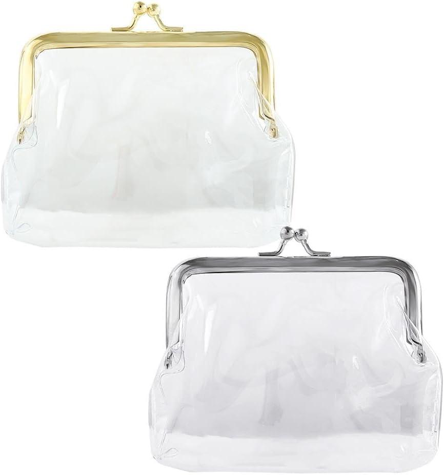 Clear Coin Purse Transparent Change Purse Small Wallet Money Bags Iron Mouth Clip Bag Portable Coin Bags Multifunctional Lipstick Bags 2PCS