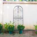 Garden Trellis for Climbing Plants 70.8" H x 25.6" W Metal Wrought Iron Outdoor Wall Panel for Vines Flowers Elegant Accent Decorative Garden Structure
