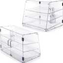 3-Tray Bakery Display Case, Acrylic Clear Display Case Countertop for Bread Pastry Dessert Food Cookie Display, Display Cabinet Box for Baking Enthusiasts - 20.86 x 17.3 x 16.5 inch