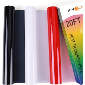 HTVRONT HTV Vinyl Rolls Red Black and White Heat Transfer Vinyl - 12" x 20ft HTV for Shirts, Iron on Vinyl for All Cutting Machines - Easy to Cut & Weed for DIY Heat Transfer Design
