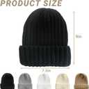 2 x NPQQUAN Thick Warm Winter Hats for Women Knit Beanie Hat Skull Cap Beanies for Men Women ((Beige)))