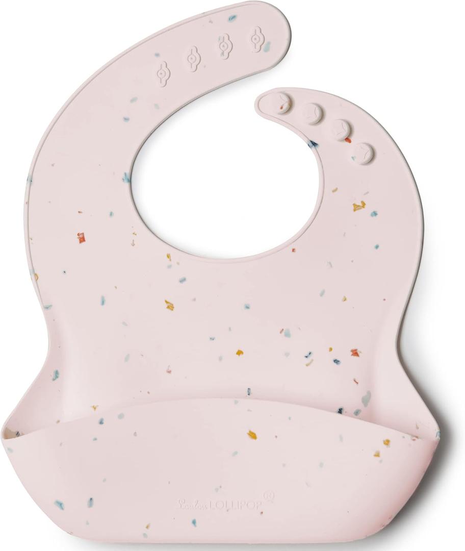 Loulou Lollipop Soft, Waterproof Silicone Feeding Bib for Babies and Toddlers (Confetti Blush)
