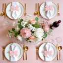 24 Pcs Pink Bow Napkin Rings,Velvet Napkin Ring Buckle Holders for Holiday Serviette,Wedding Napkin Rings,Birthday Anniversary Party Dinner Valentines Day Wedding Dining Tableware Decor