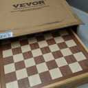 VEVOR Solid Wood Chess Set, 15 inch 2-in-1 Chess Checkers Game Set, Chess Board Games with Storage Drawer & Weighted Chess Checkers Pieces & 2 Queens, Christmas Crafts Xmas Gift (Brown)