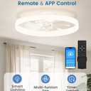 VOLISUN Low Profile Ceiling Fans with Lights and Remote, 24in Fandelier Ceiling Fan Flush Mount, 3000K-6500K Smart Bladeless LED Fan Light, White Modern Ceiling Fans with Lights for Bedroom