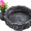 Reptile Food Dish, Rock Reptile Terrariums Water Dish, Water and Food Bowls Lizard Water Bowl for Leopard Gecko, Tree Frog, Snake, Crested Gecko, Frog