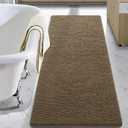 LOCHAS Luxury Bathroom Rug Shaggy Bath Mat 24 x 60 Inch, Washable Non Slip Bath Rugs for Bathroom Shower, Soft Plush Chenille Absorbent Carpets Mats, Tan