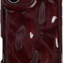 Caseative for iPhone 16 Case,Water Ripple Wave Meteorite Bubble Chrome Plating Soft Phone Case (Wine Red)