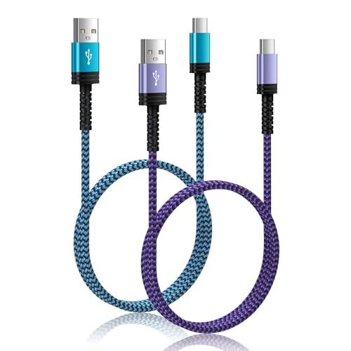Samsung S24 S25 S26 Fast Charger Type C Cord 2Pack/3FT Braided USB C to USB A Car Charging Cord for Samsung Galaxy A17 A16 A15 5G,A55,A54,A25,A35,A14,S24,S23,S22,S21,S20,iPhone 17 16 15 Pro,Pixel 9,8