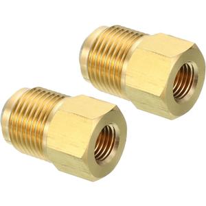 PATIKIL 1/4 Inch Female Flare x 1/2 Inch Male Flare Connector, 2Pcs SAE 45 Degree Brass Adapter Pipe Fitting for Air Gas Line Refrigeration HVAC