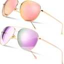 SUNGAIT Women's Lightweight Oversized Aviator Sunglasses - Mirrored Polarized Lens Classic Style