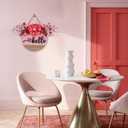 Valentine's Day Wooden Wreaths Sign with Artificial Berry Decoration, Hearts and Buffalo Bow Farmhouse Entrance Outdoor Art Wall Decor