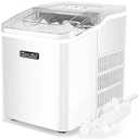 KUMIO Ice Maker Portable Countertop, Compact Ice Maker Machine, 26lbs in 24hrs, 9 Bullet Ice Cubes Ready in 8 Mins, Low Noise Self-Cleaning Ice Machine with Ice Scoop, White