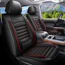 AOMSAZTO Front Seat Covers Custom Fit for 2007-2024 2025 Chevrolet Chevy Silverado GMC Sierra 1500 2500HD 3500HD Leather Truck Car Seat Covers Full Set (2 PCS Front, Black & Red)