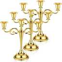 Dandat 3 Pcs 3 Arm Metal Candelabra Candlestick Holders Tall Candlestick Holders Gothic Candle Holder for Home Wedding Church Christmas Party(Classic,10.24 Inch,Gold)