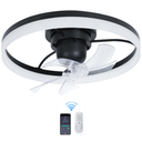 DSGSANO 20" Black Ceiling Fan with Light and Remote - Smart 360° Rotating Ceiling Fan, Adjustable 3000-6500K Color Temperature, 6 Speed Settings