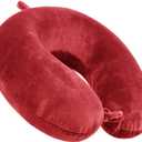 GDEOUP Travel Pillow - Memory Foam Neck Pillow Support Pillow,Luxury Compact & Lightweight Quick Pack for Camping,Sleeping Rest Cushion (Red), 30x30cm