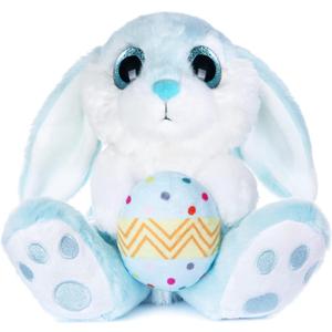 My OLi Easter Bunny Stuffed Animal with Easter Egg 8.5" Plush Rabbit Stuffed Bunny Bedtime Friend Soft Rabbit Toy Easter Gifts for Kids Girls Boys, Blue