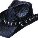 Peter Grimm Ltd Unisex Gotham Straw Cowboy Hat One Size (Black)